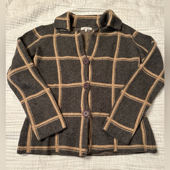 Bartolini Checked Wool & Cashmere Blend Cardigan - Size M - Picture 3 of 9
